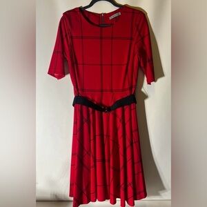 Danny & Nicole Red A-Line Midi Dress